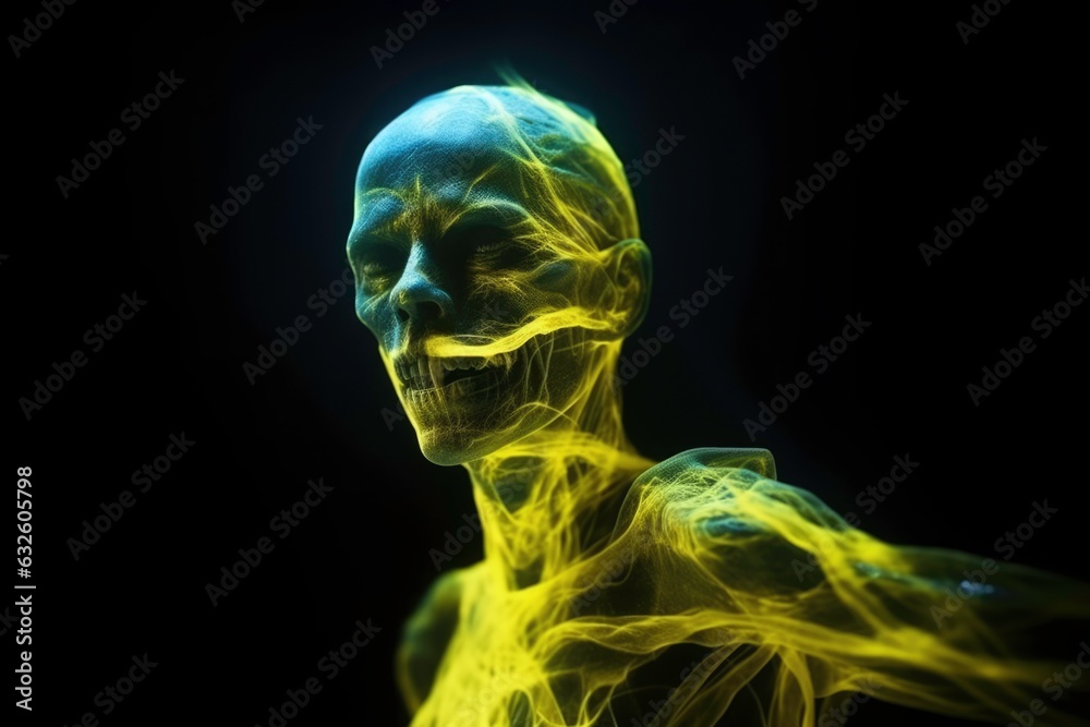 Ghost in a yellow glow. Generated by AI