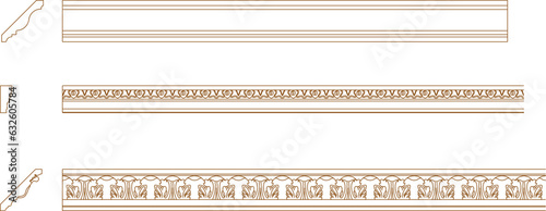 Vector sketch illustration of classic roman greek detailed cornices design