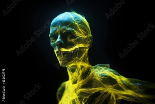 Ghost in a yellow glow. Generated by AI