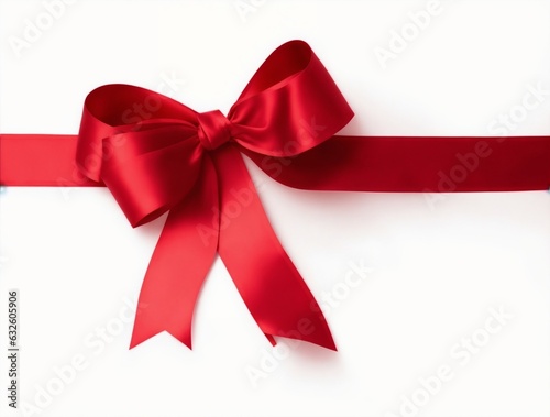 Red ribbon, isolated on white, generative ai