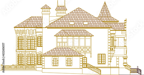 Vector illustration sketch of old palace castle architecture design vintage classic aristocratic family