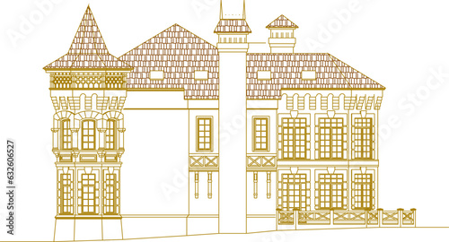 Vector illustration sketch of old palace castle architecture design vintage classic aristocratic family