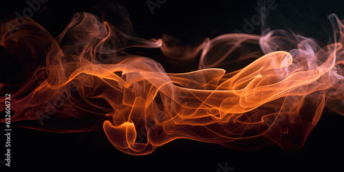 Very Detailed of Orange Color Neon Liquid Smoke Abstract Background AI Generative