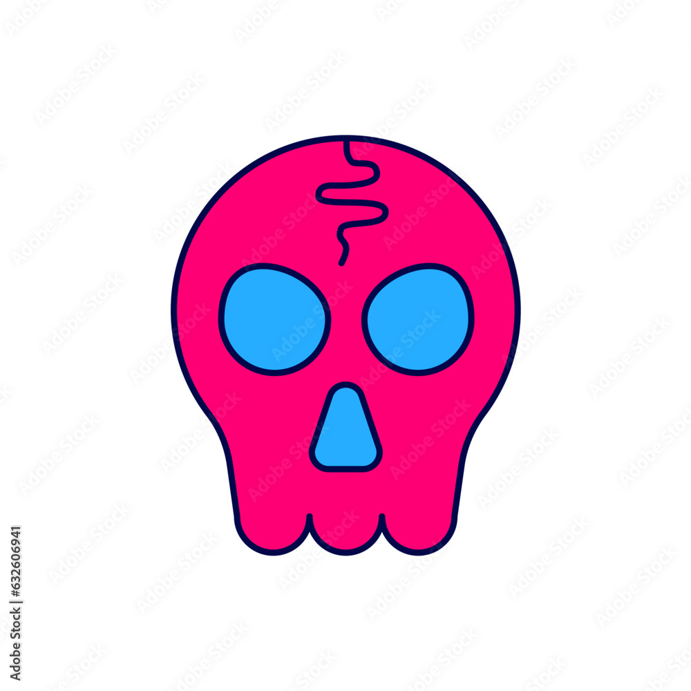 Filled outline Skull icon isolated on white background. Happy Halloween party. Vector Filled outline Skull icon isolated on white background. Happy Halloween party. Vector