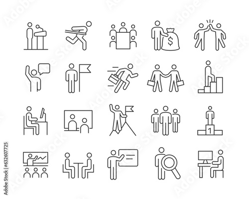 Business People Icons - Vector Line. Editable Stroke.