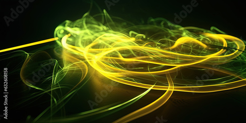 Neon Liquid Smoke Gold Color Very Detailed Abstract Background AI Generative
