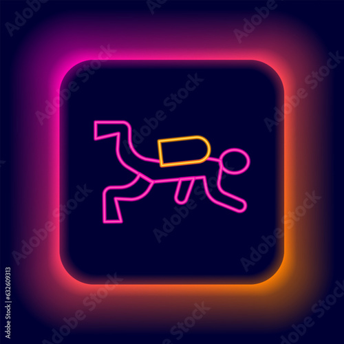 Glowing neon line Scuba diver icon isolated on black background. Colorful outline concept. Vector