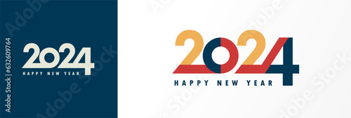 2024 Happy New Year typography logo design concept. 2024 vector illustration for diary, calendar title, annual report