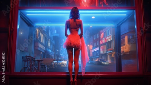 sexy woman on red-light district photo
