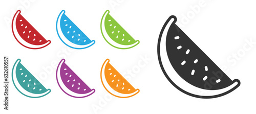 Black Watermelon icon isolated on white background. Set icons colorful. Vector