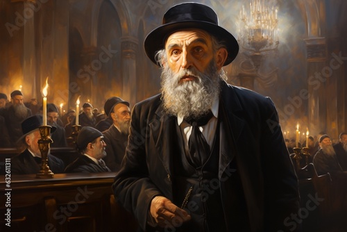 Yom Kippur Reflection, A Solemn Scene of Prayer and Introspection Created with Generative AI