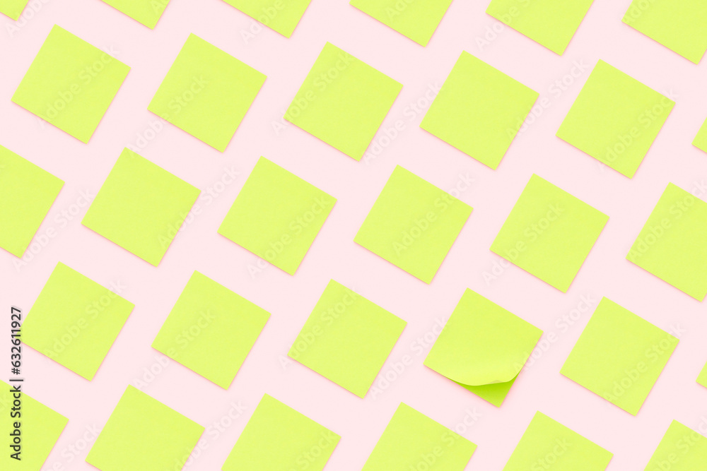 Sticky notes flat lay on pink background Sticky notes flat lay on pink background