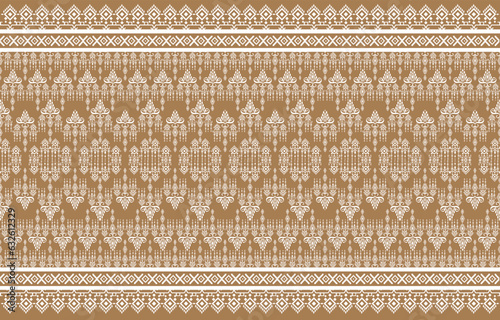 Thai pattern figure tribal Thai geometric ethnic oriental pattern traditional on blue background.Aztec style,embroidery,abstract,vector illustration.design for texture,fabric,clothing,wrapping,carpet.