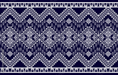 Thai pattern figure tribal Thai geometric ethnic oriental pattern traditional on blue background.Aztec style,embroidery,abstract,vector illustration.design for texture,fabric,clothing,wrapping,carpet.