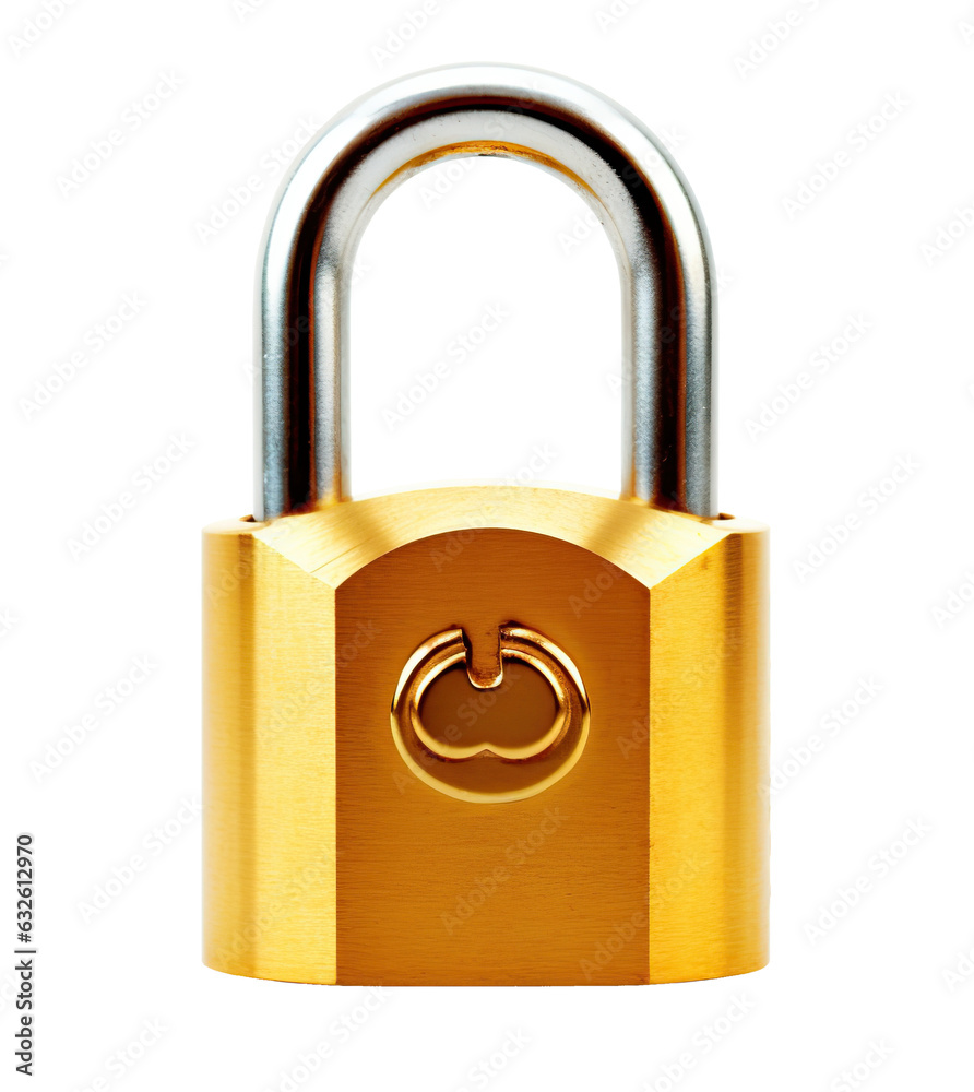 Padlock isolated on white or transparent background cutout. Generative AI Padlock isolated on white or transparent background cutout. Generative AI
