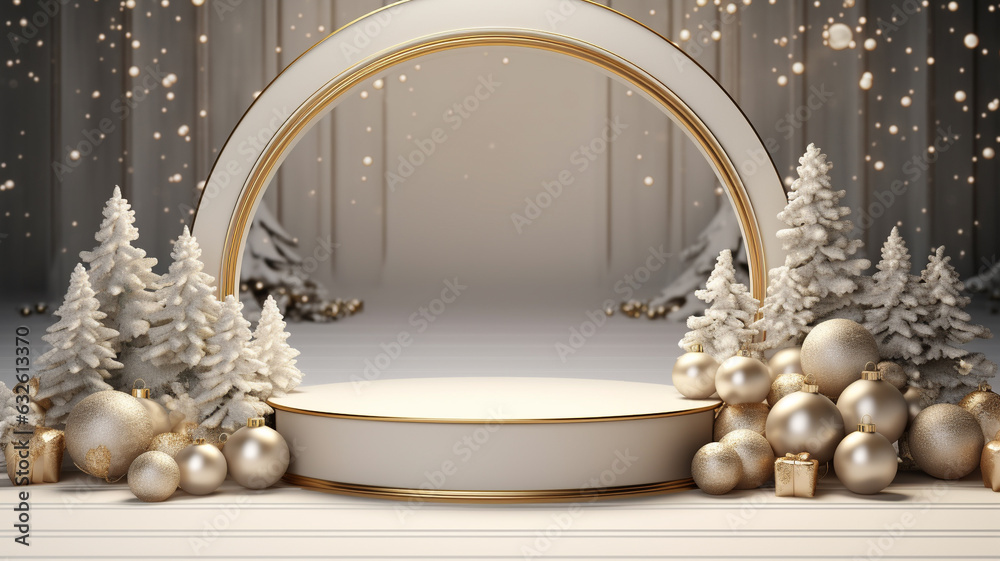 3d luxury podium christmas decoration and space for your luxury product. Christmas background concept. Generative AI. 3d luxury podium christmas decoration and space for your luxury product. Christmas background concept. Generative AI.