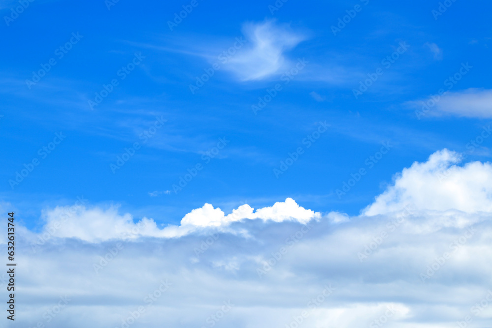 夏の澄んだ青空と白い雲とのコントラストがはっきりした背景画像
