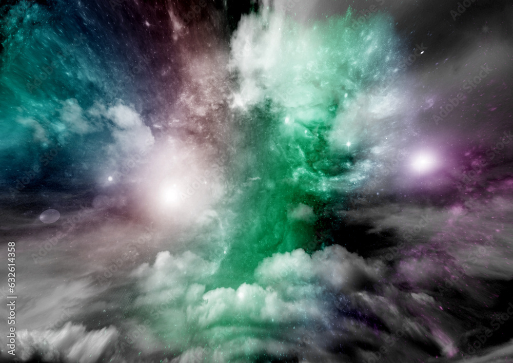 galaxy in a free space. 3D rendering