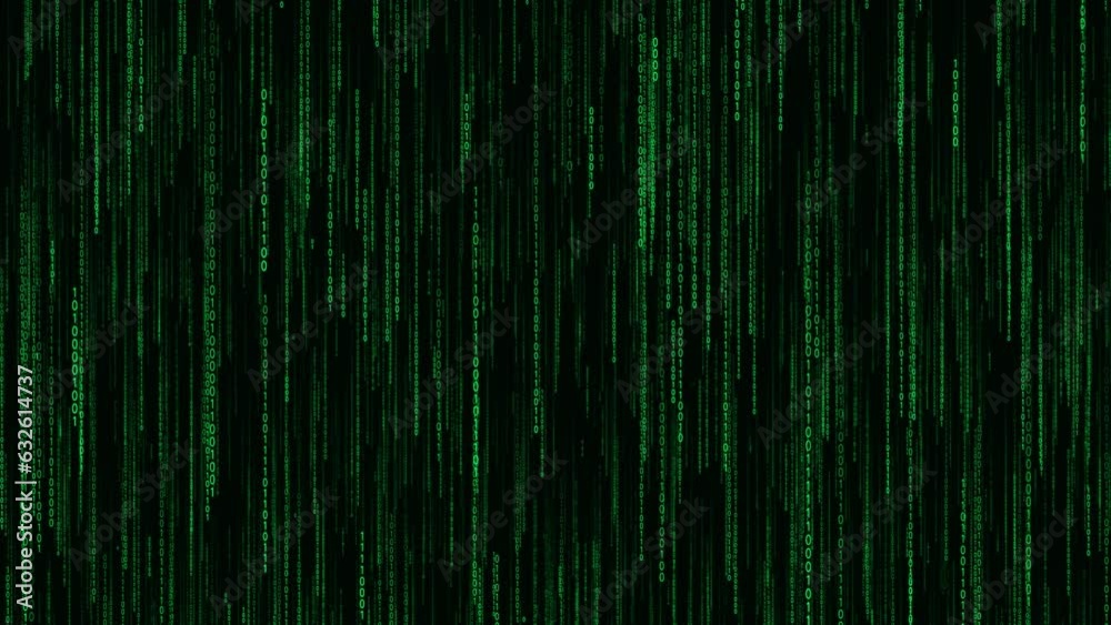 matrix rain of digital HEX code. Computer generated abstract technology concept. sci-fi effect a symbol of obscure technology computer source code, hacking, AI takeover. science, programming