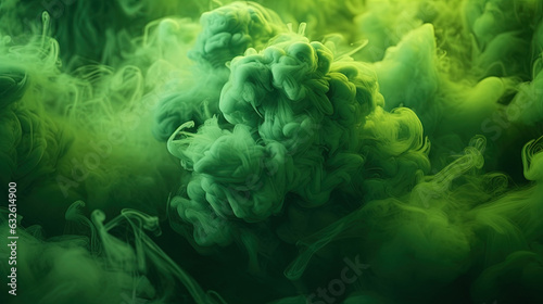 Green Dense Liquid Paint Smoky and Foggy Abstract Background AI Generative