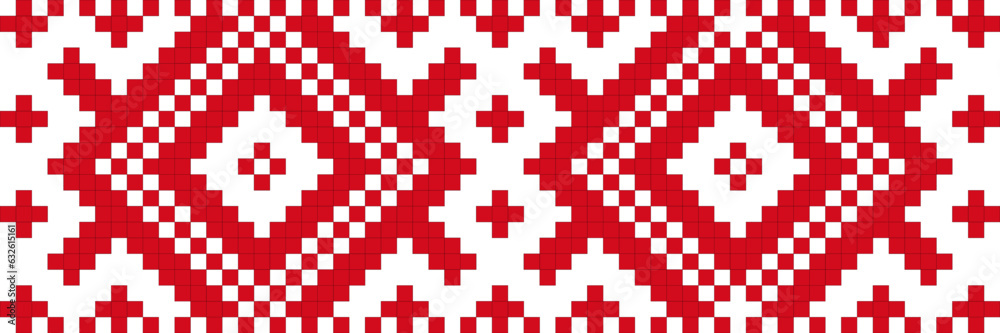 Obraz premium Vector illustration of Ukrainian ornament in stylized style, identity, vyshyvanka, embroidery for print clothes, websites, banners