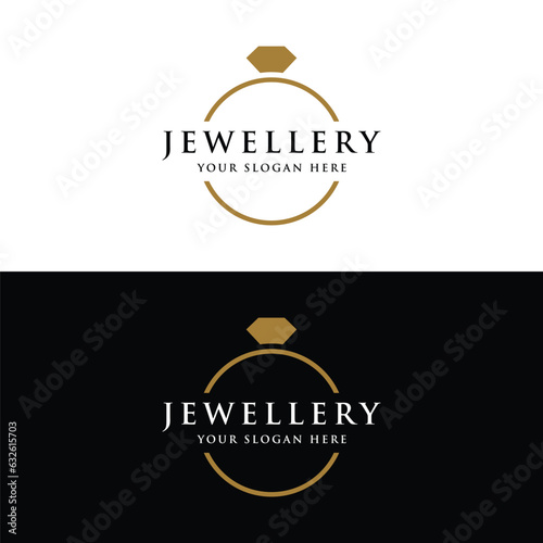 Luxury vintage jewelry logo template design with creative idea with abstract ring shape. Logo for jewelry shop,business,company,fashion.
