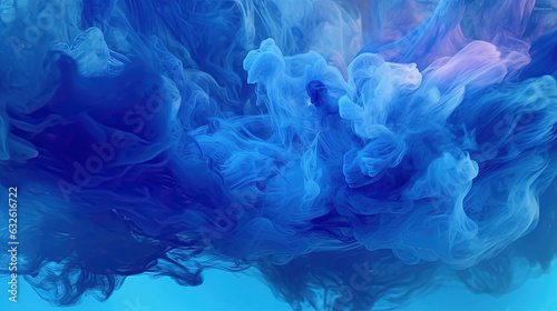 Blue-Cyan Color Liquid Ink Dense Smoky Abstract Misty Background AI Generative