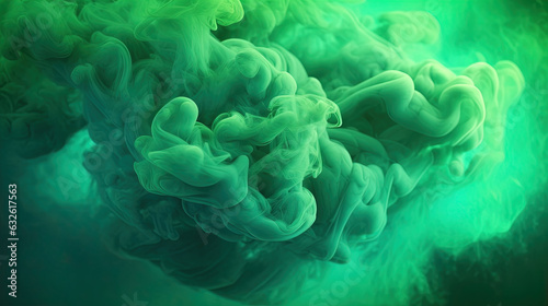 Green Dense Liquid Paint Smoky and Foggy Abstract Background AI Generative