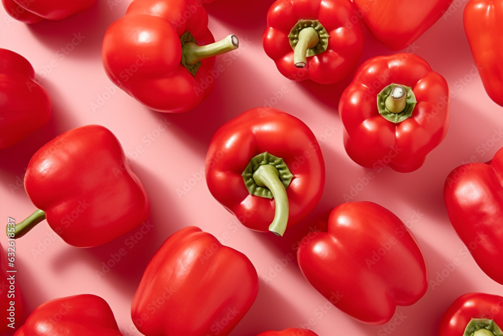 Top view of red bell peppers Top view of red bell peppers