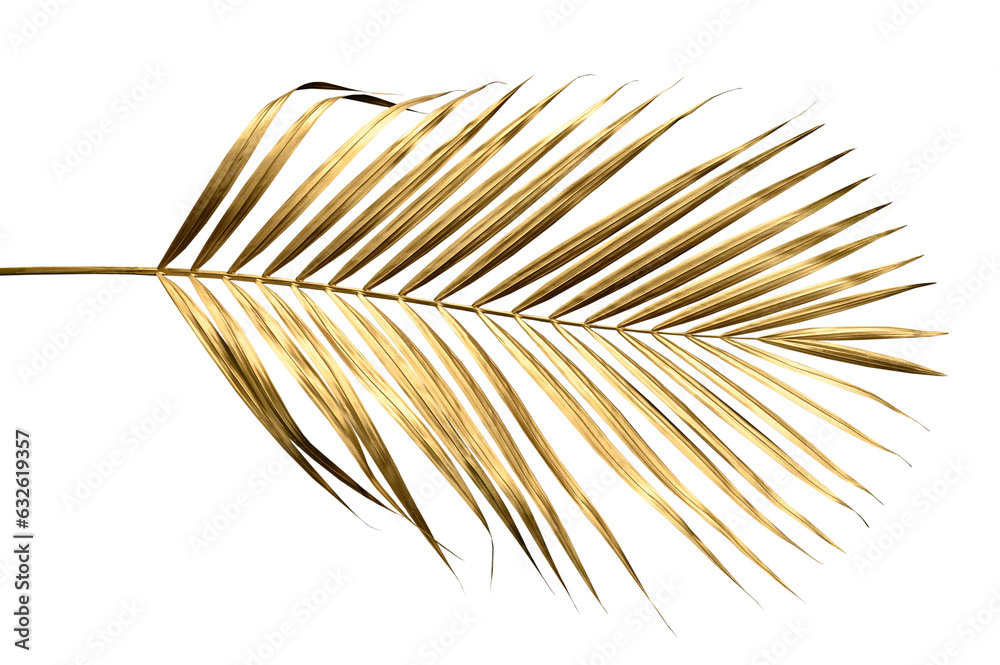 Golden palm leaf PNG on transparent background Abstract monstera leaf ...