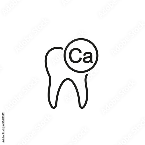 Human tooth and calcium vitamin icon.
