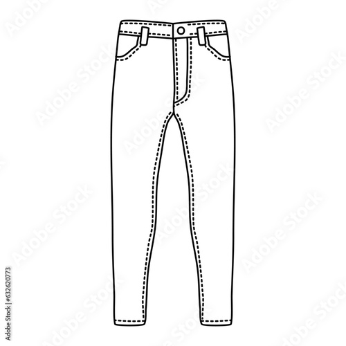 Hand drawn vector jeans isolated on white background