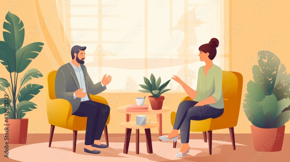 Empathetic care psychologist having session. AI generative. Empathetic care psychologist having session. AI generative.