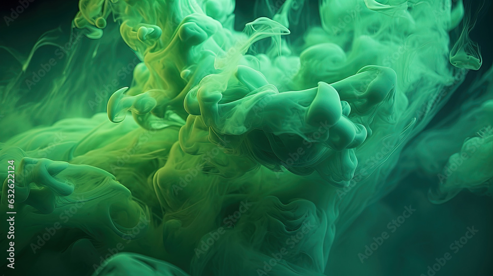 Dense Dark Green Liquid Smoky Abstract Background Generative AI