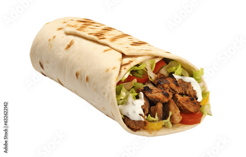 Shawarma isolated on transparent background. PNG file, cut out