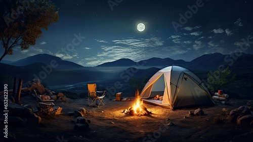 camping under starry sky generative AI