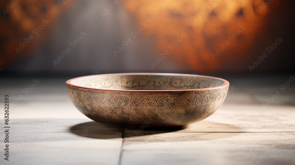 ceramic serving bowl ornamenting bare coffee table generative AI - obrazy, fototapety, plakaty 