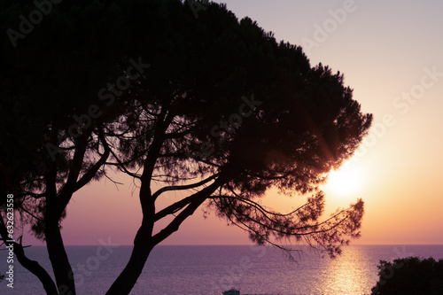 A beautiful sunset on the sea in the Croatian city of Rovinj with a wonderful romantic atmosphere