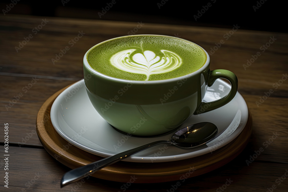 A delicious matcha latte, an exquisite creation that combines the richness of creamy milk with the vibrant flavor of green tea. A delicious matcha latte, an exquisite creation that combines the richness of creamy milk with the vibrant flavor of green tea.