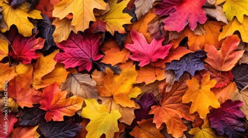 colorful autumn leaves covering ground generative AI © Brandon