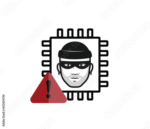 Hacker icon .Pirated software, malicious content and link icon. Pirate integrated and spider. Theft Risk.