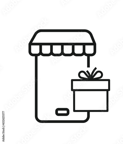 Online shopping icon. Gift shopping site icons.