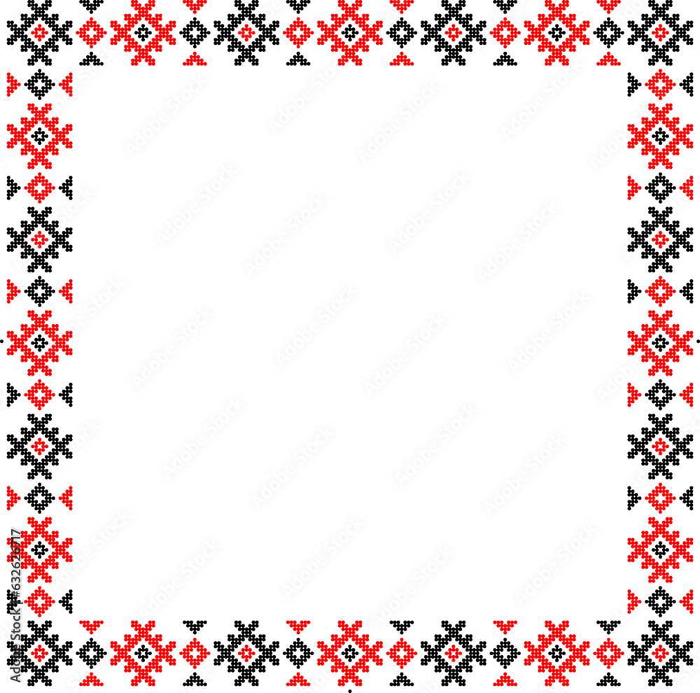 Vector illustration of Ukrainian ornament in stylized style, identity, vyshyvanka, embroidery for print clothes, websites, banners. Background. Frame for text Vector illustration of Ukrainian ornament in stylized style, identity, vyshyvanka, embroidery for print clothes, websites, banners. Background. Frame for text