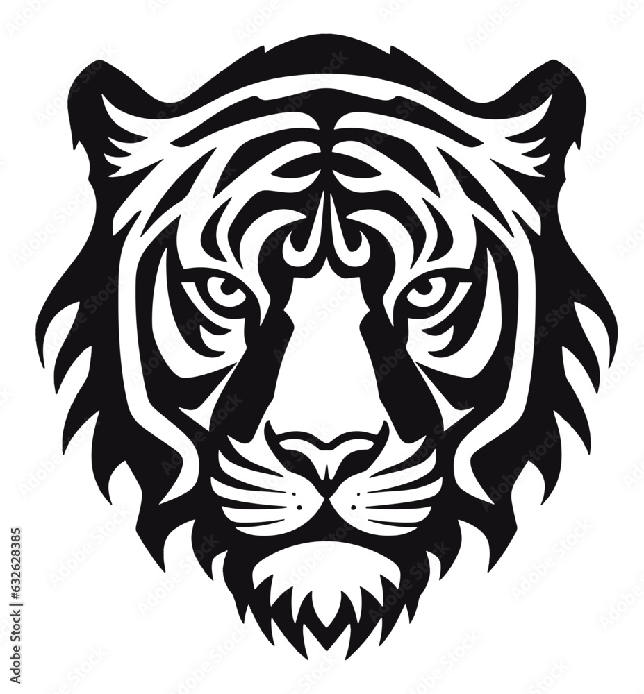 Minimalist tiger head black logo