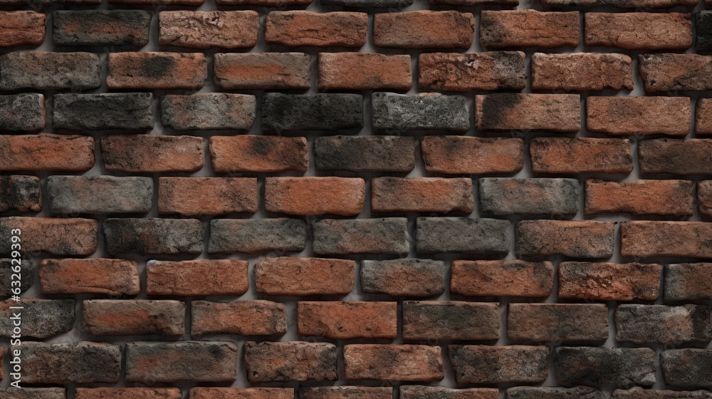 texture of an old brick wall covered with soot and dirt. Generative Ai. texture of an old brick wall covered with soot and dirt. Generative Ai.