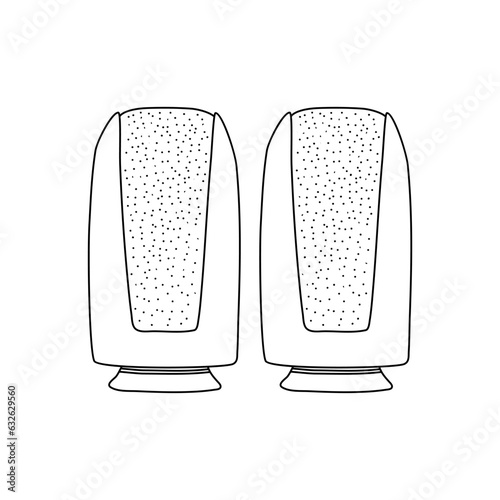 Doodle speakers icon. Hand drawn speakers icon in vector. Speakers illustration. Doodle loudspeakers icon in vector