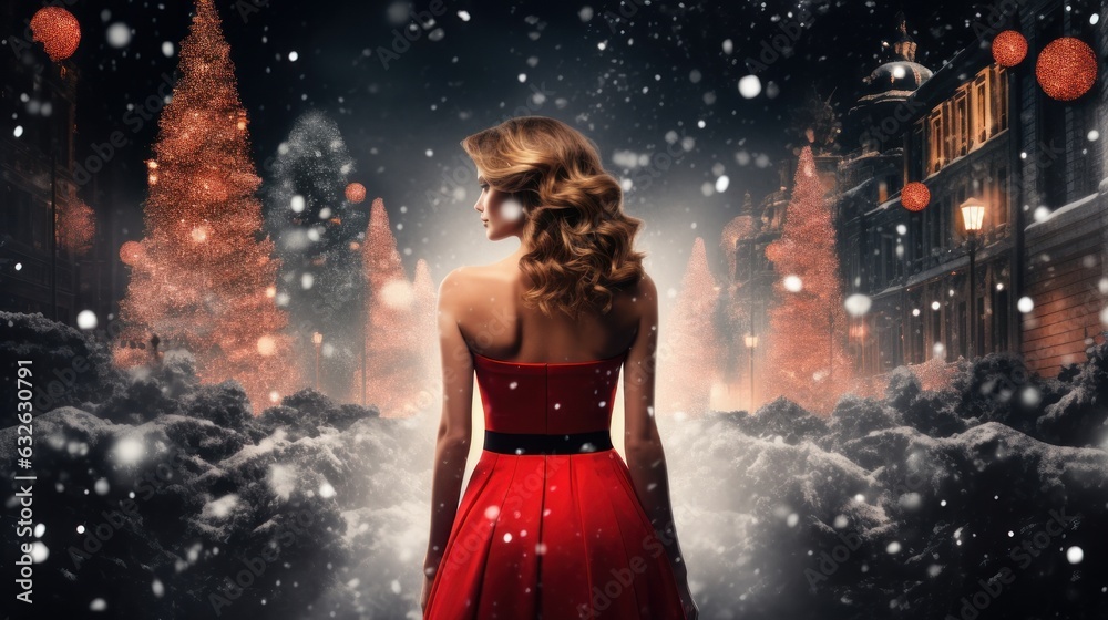 woman in red christmas woman in red christmas