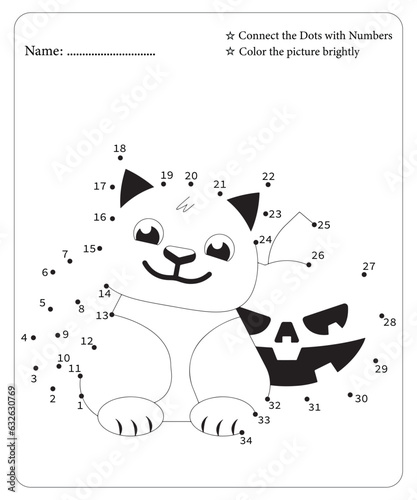 Halloween Dot To Dot Pages for kids, Halloween Coloring Pages, Halloween Vector