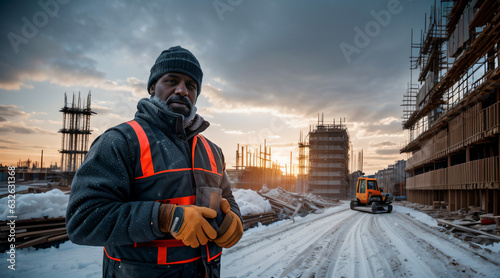 Oficio bajo cero: Hombre en su labor invernal photo