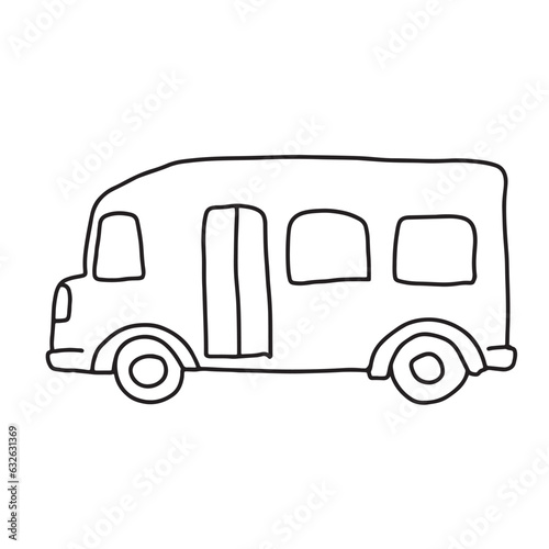 School bus Doodle school element. Back to school kids knowledge education.